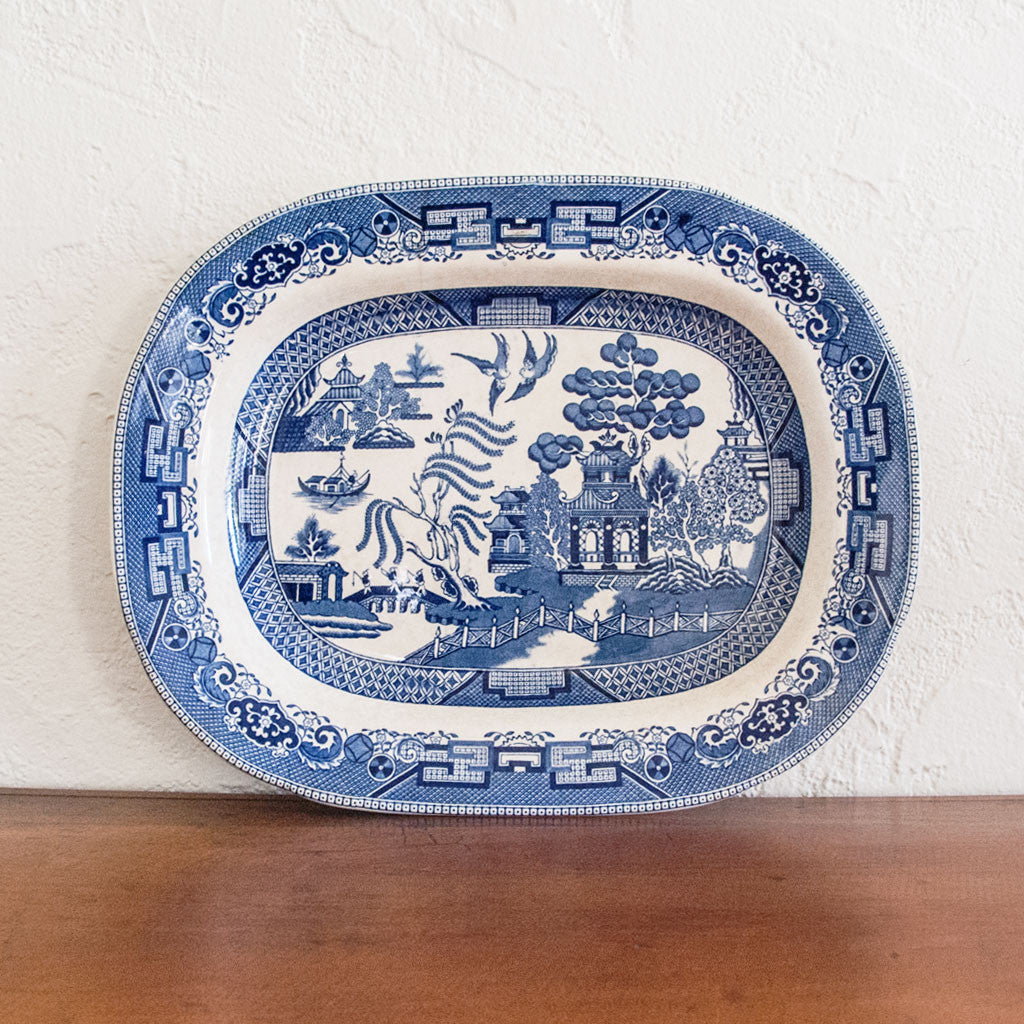 Antique Blue Willow Buffalo Pottery Platter- Large CLARE BRIGLIO
