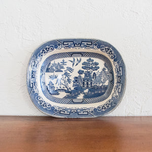 Antique Blue Willow Buffalo Pottery Platter- Small